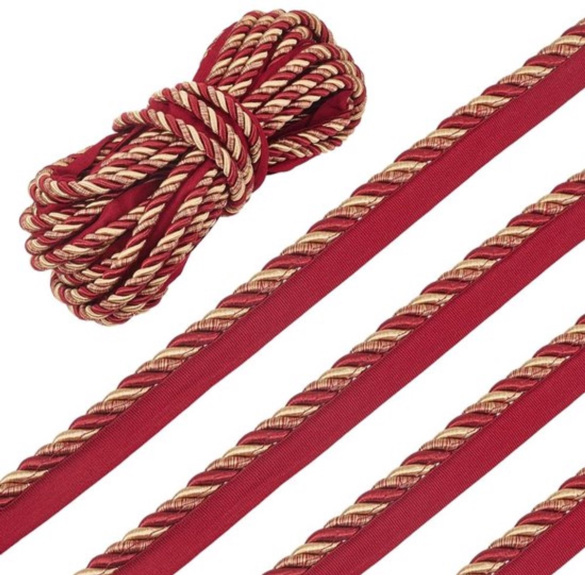 Lippenkoord 12,5 m - Gedraaid Naaikoord - Touwbekleding - Woondecoratie - Gordijnen/Bekleding - Hoogwaardig Polyester - Decoratietouw