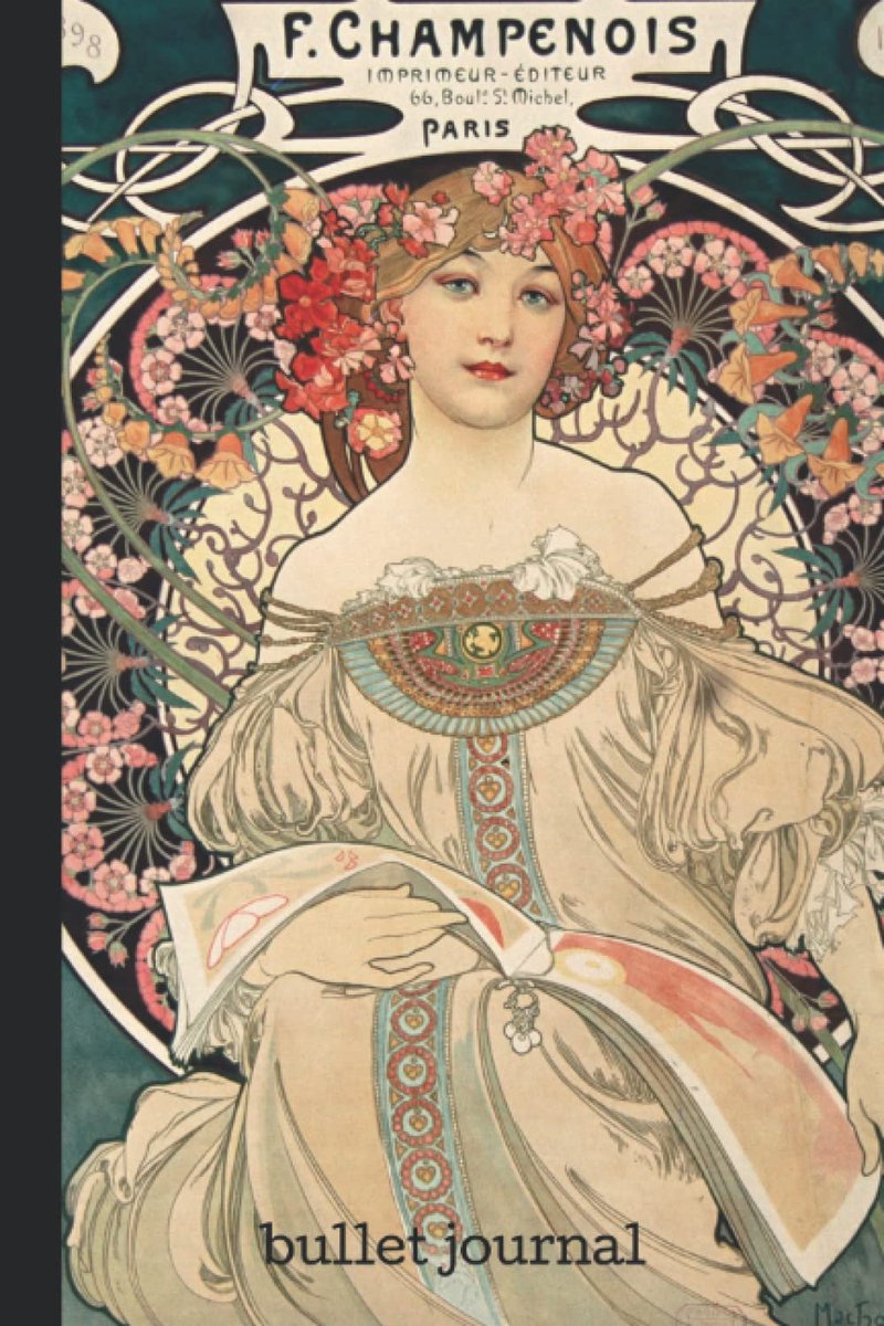 Bullet Journal jaarplanner - Dotted grid 6x9 inch - Mucha art nouveau cover - Perfect voor creatief plannen - ShopVlot
