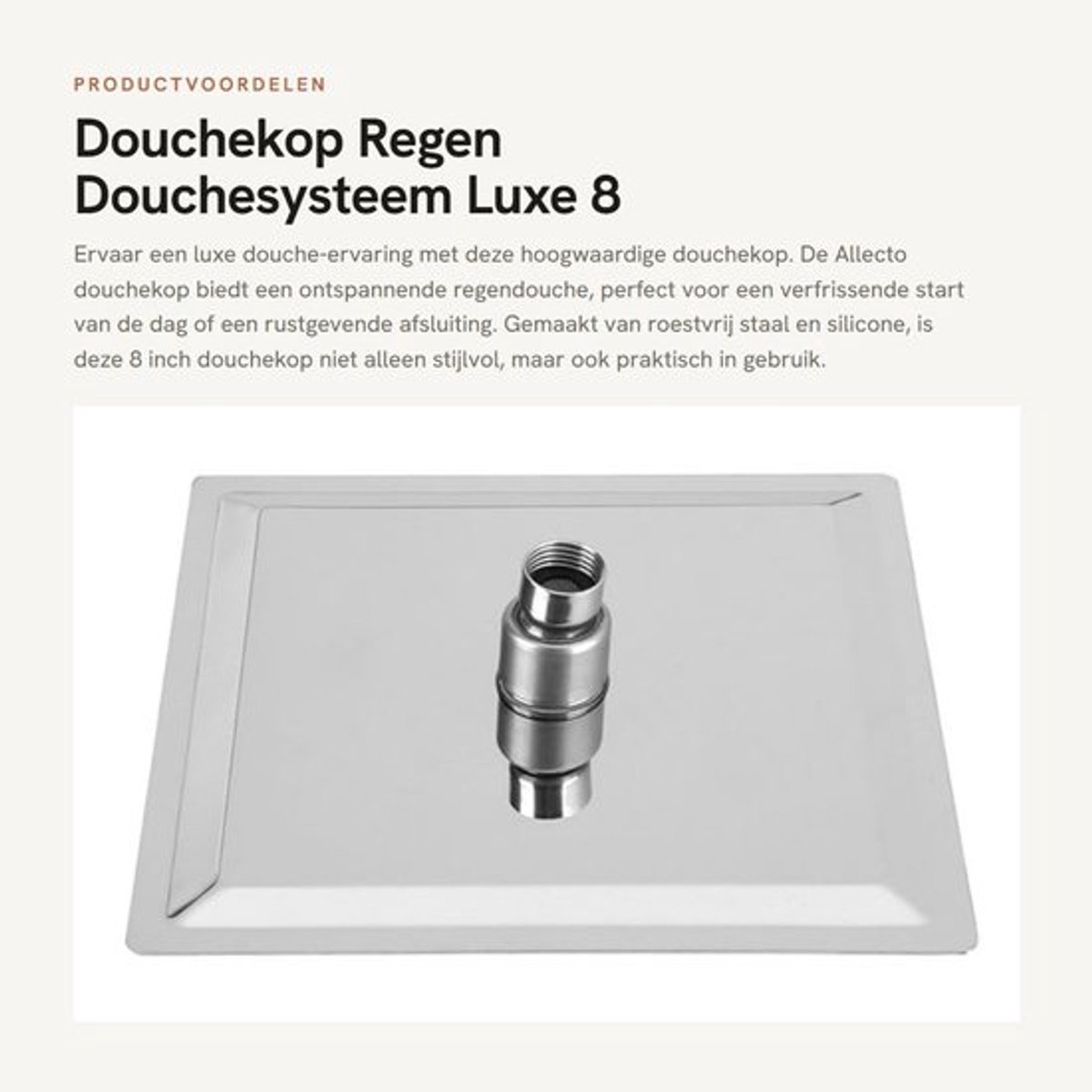 Douchekop - Regen Douchesysteem - Luxe 8 Inch - Siliconen - Ontspanning en Comfort - Gesch