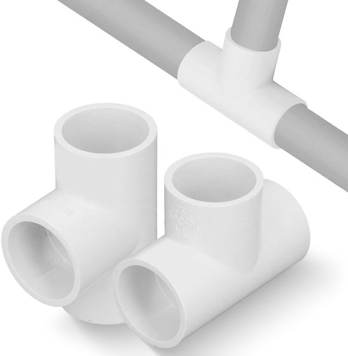 T-buisverbinder 12 stuks - PVC kunststof - Koud water - Buisschroefdraadverbindingen - T-stuk buisfitting - Meubelverbinder - Tentverbinding - Buiskoppeling