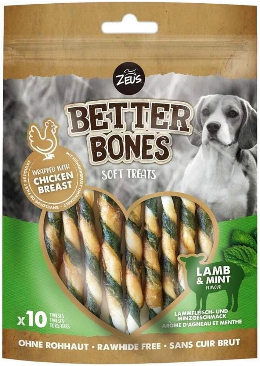 SnelShoppen - Twisted Chew Sticks voor Honden met Lamsvlees en Munt, Pack van 10, Gezonde Tandverzorging, Goed Verteerbaar, Voor Alle Levensfasen