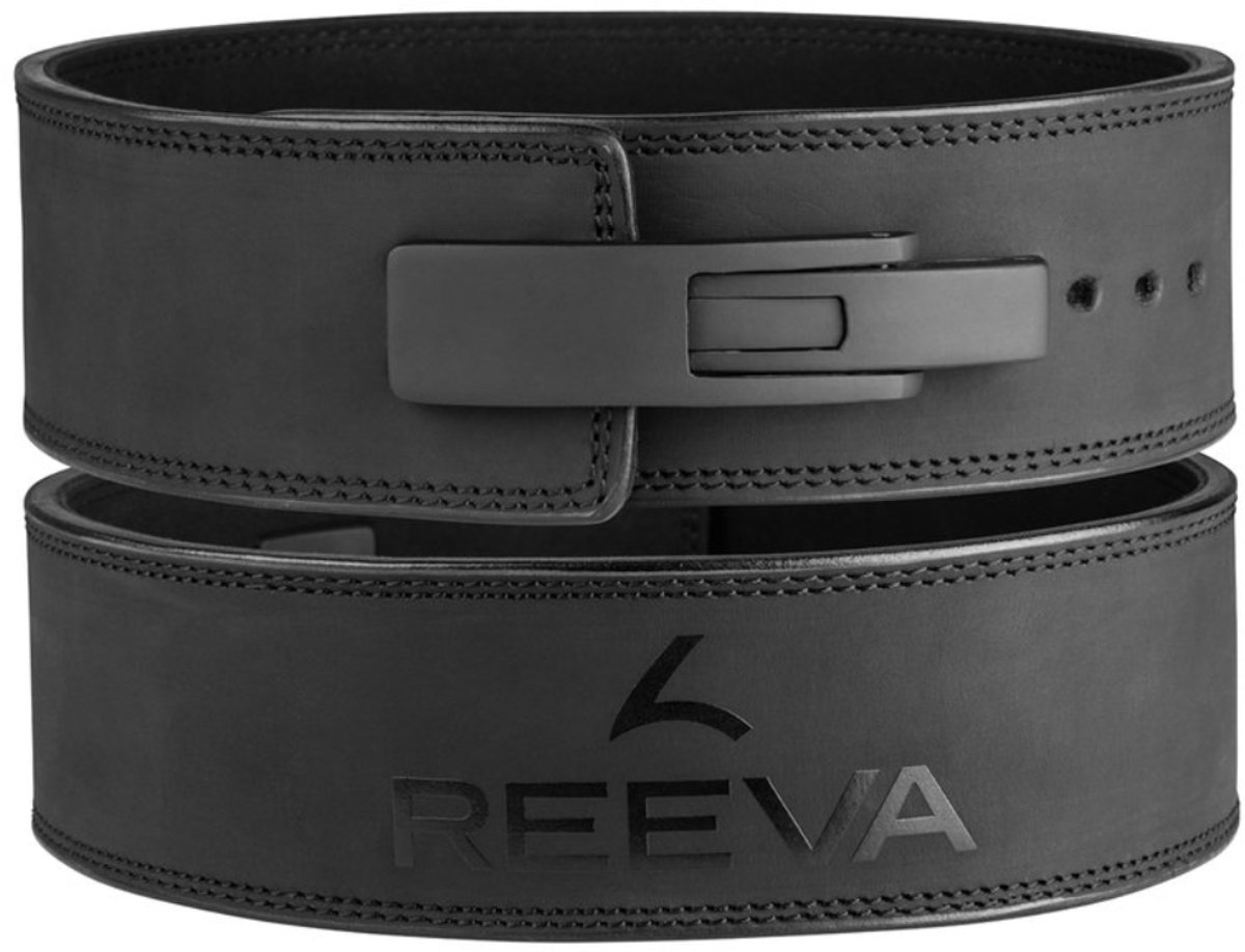 Reeva Lifting Belt - Zwart Lederen Powerlift Riem in Maat M - Lever Belt geschikt voor Crossfit, Powerlifting, Fitness en Bodybuilding - Lifting Belt voor Heren en Dames