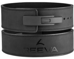 Reeva Lifting Belt - Zwart Lederen Powerlift Riem in Maat M - Lever Belt geschikt voor Crossfit, Powerlifting, Fitness en Bodybuilding - Lifting Belt voor Heren en Dames