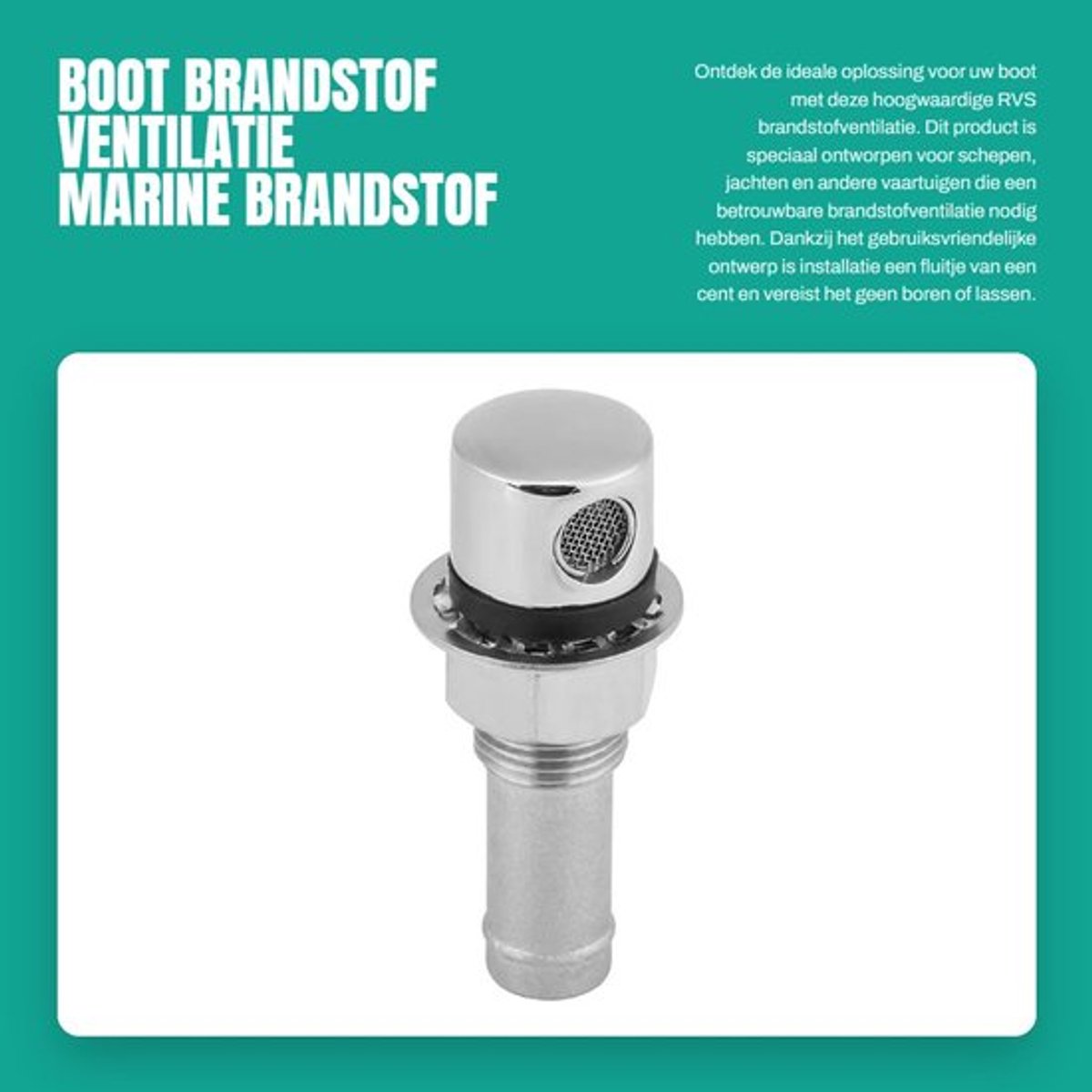 Brandstofvent RVS - Tankventilatie - Marine - Vervanging - Robuust - Eenvoudig te installeren - Afmetingen 7,6 x 3,3 cm