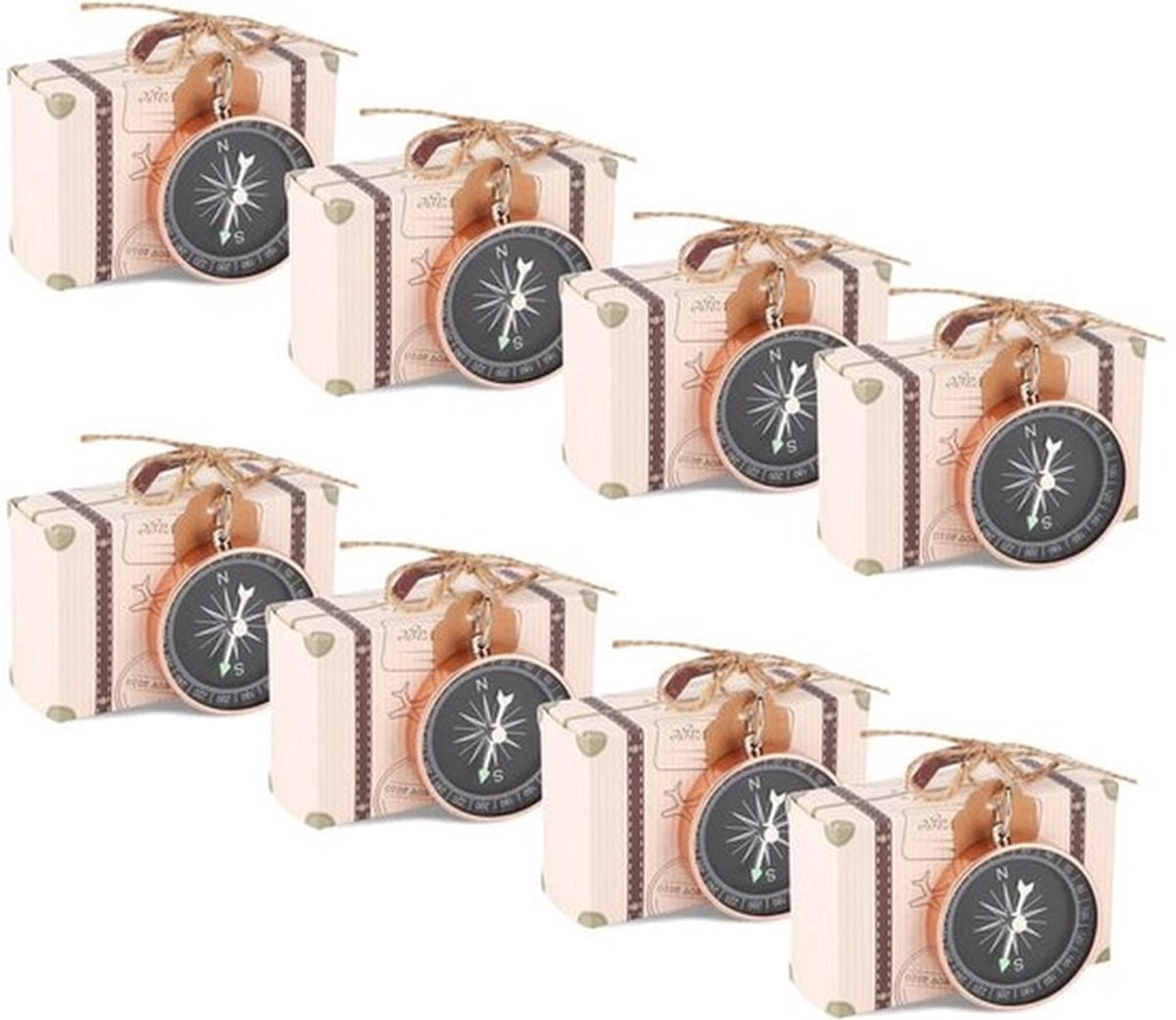 Snoepdoos - Vintage Kraft Papier - Mini Koffer - Bruiloft - Roze Goud - Chocolade Verpakking - Geschikt voor Baby Shower - 20 stuks