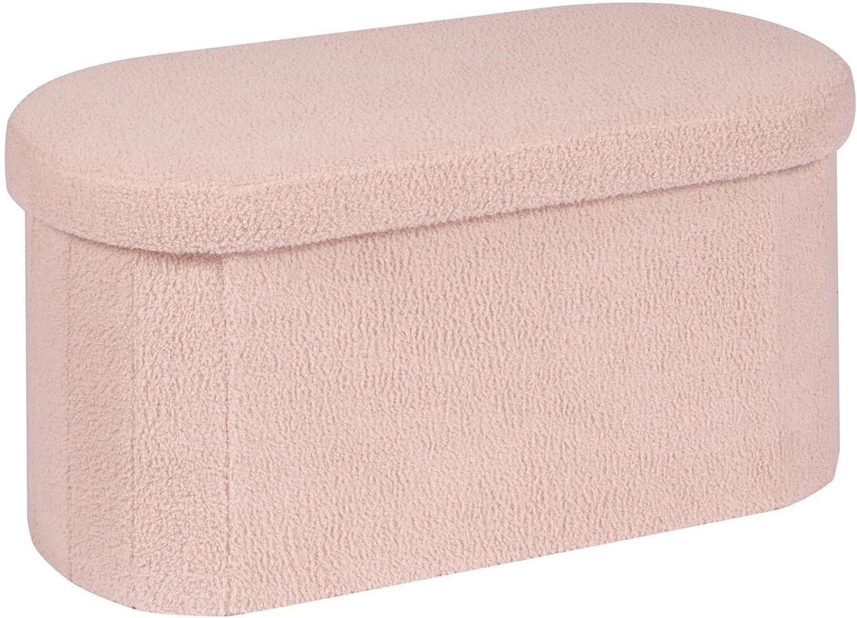 SnelShoppen - Opvouwbare Bank met Opbergruimte - Multifunctionele Voetsteun en Opbergbox - 76 x 38 x 38 cm - Roze - Ideaal voor Woonkamer, Slaapkamer