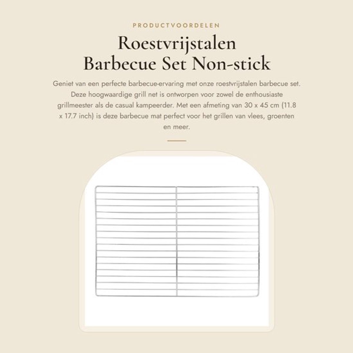 Barbecue Set - Roestvrij Stalen Grillnet - Antiaanbaklaag - 30 x 45 cm - Duurzaam - Multifunctioneel - Grillmat