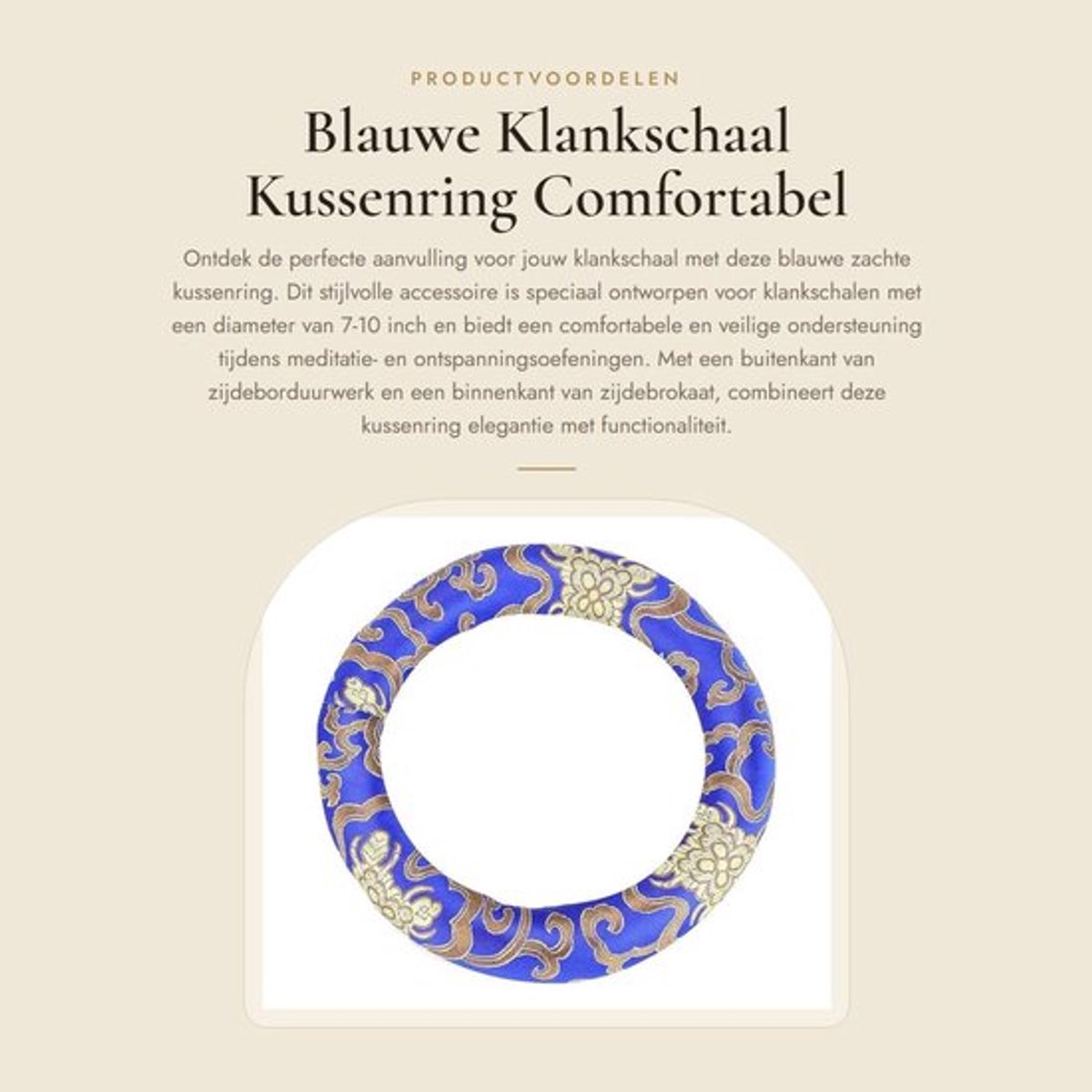 Klankschaal Kussenring - Zacht/Comfortabel - Zijde/Boorduurwerk - Geschikt voor 7-10 inch - Elegant Ontwerp - Lichtgewicht 30g - Klankschaalkussen