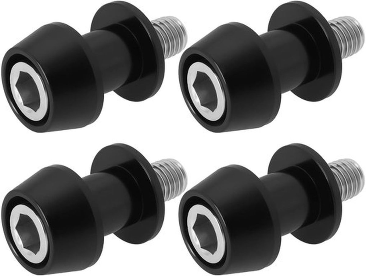 Swingarm Spool - Aluminiumlegering - M10 Schroefdraad - 2 Paar - Zwart - CNC Precisie Bewerking - Motorcycle Stand Screws