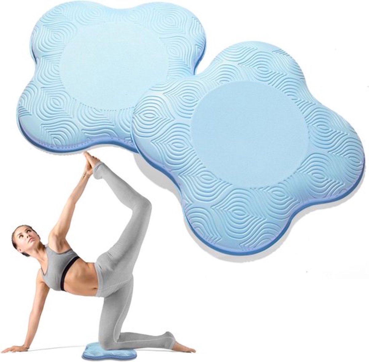 Verpakking van 2 stuks - Yoga - yoga knie kussen - Yoga kniebeschermers - Kniesteunen - Elleboogsteunen - TPE-schuimmateriaal - Pilates knielmat - lichtblauw