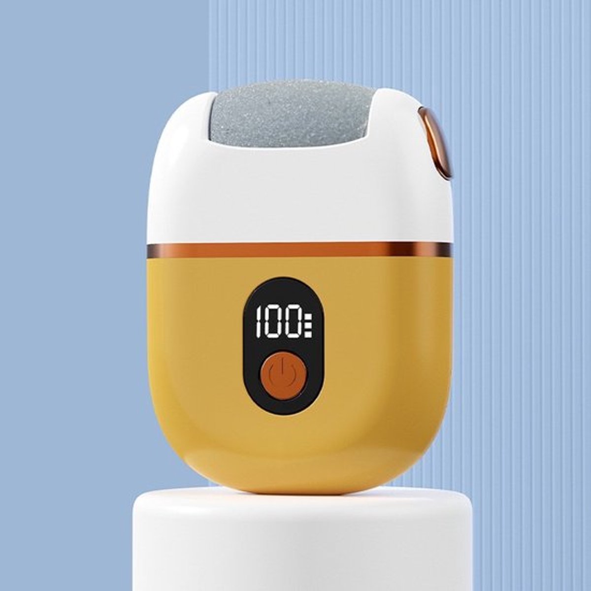 Elektrische voeteeltverwijderaar, oplaadbaar pedicureapparaat met digitaal display, 3 instelbare snelheden, geschikt voor het verwijderen van dode huidcellen, eelt en droge, gebarsten huid (geel).