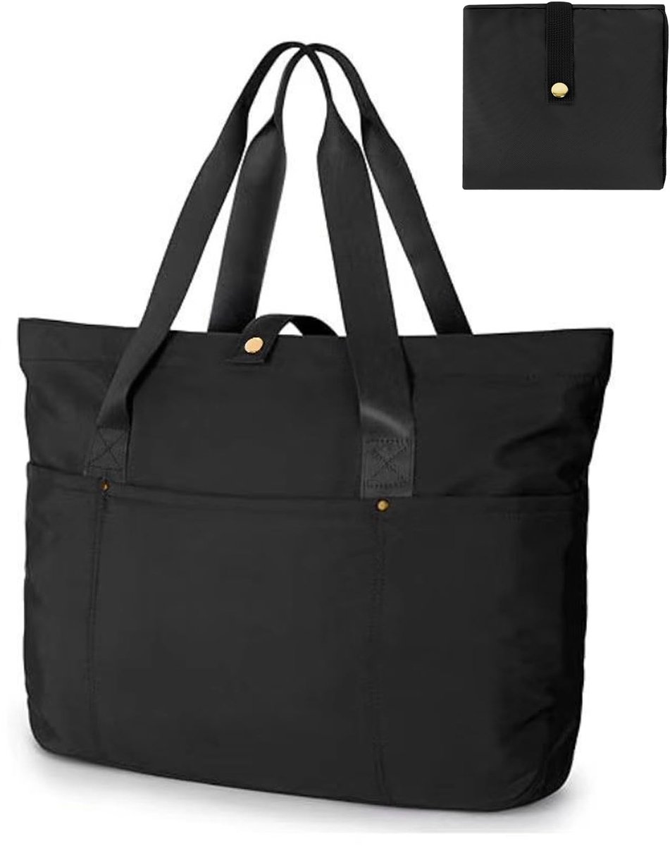 SnelShoppen - Dameshandtassen, Schoudertassen voor Dames, Grote Shopper met Meerdere Zakken, Ruime Schoudertas voor Werk, Reizen en Winkelen - Zwart-X