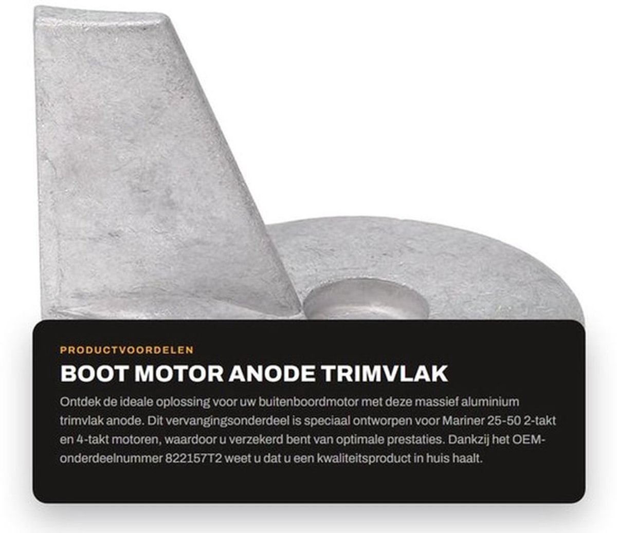 Trimtab Massief Aluminium Vervanging - Trimtab Anode - Boot Motor - Mariner 25-50 - 2-Takt/4-Takt - Onderdeelnummer 822157T2