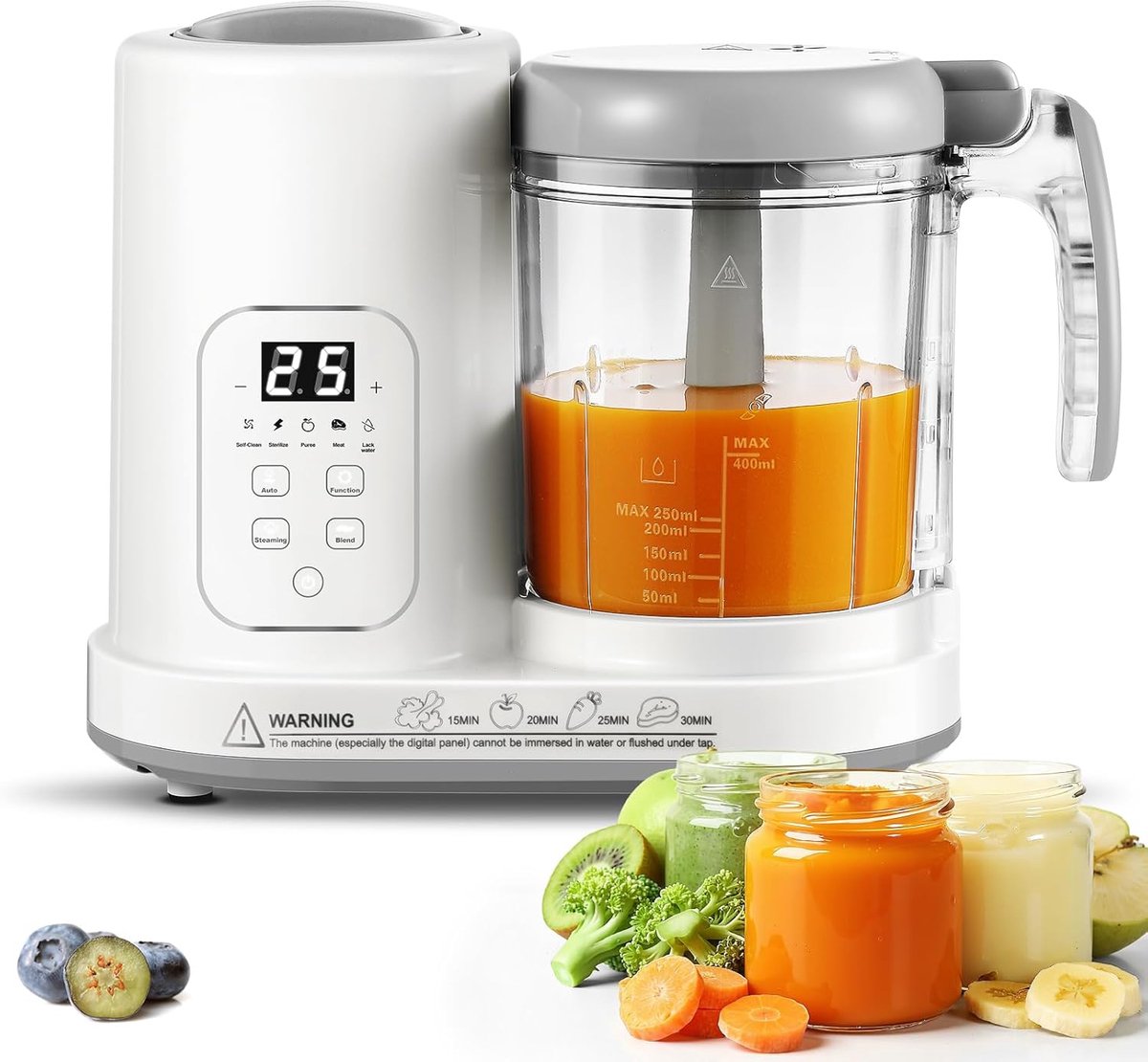 SnelShoppen - Multifunctionele Baby Food Maker, Stoom- en Mixapparaat met Ontdooifunctie en Zelfreiniging, 400 ml Capaciteit voor Gezond Babyvoedsel,
