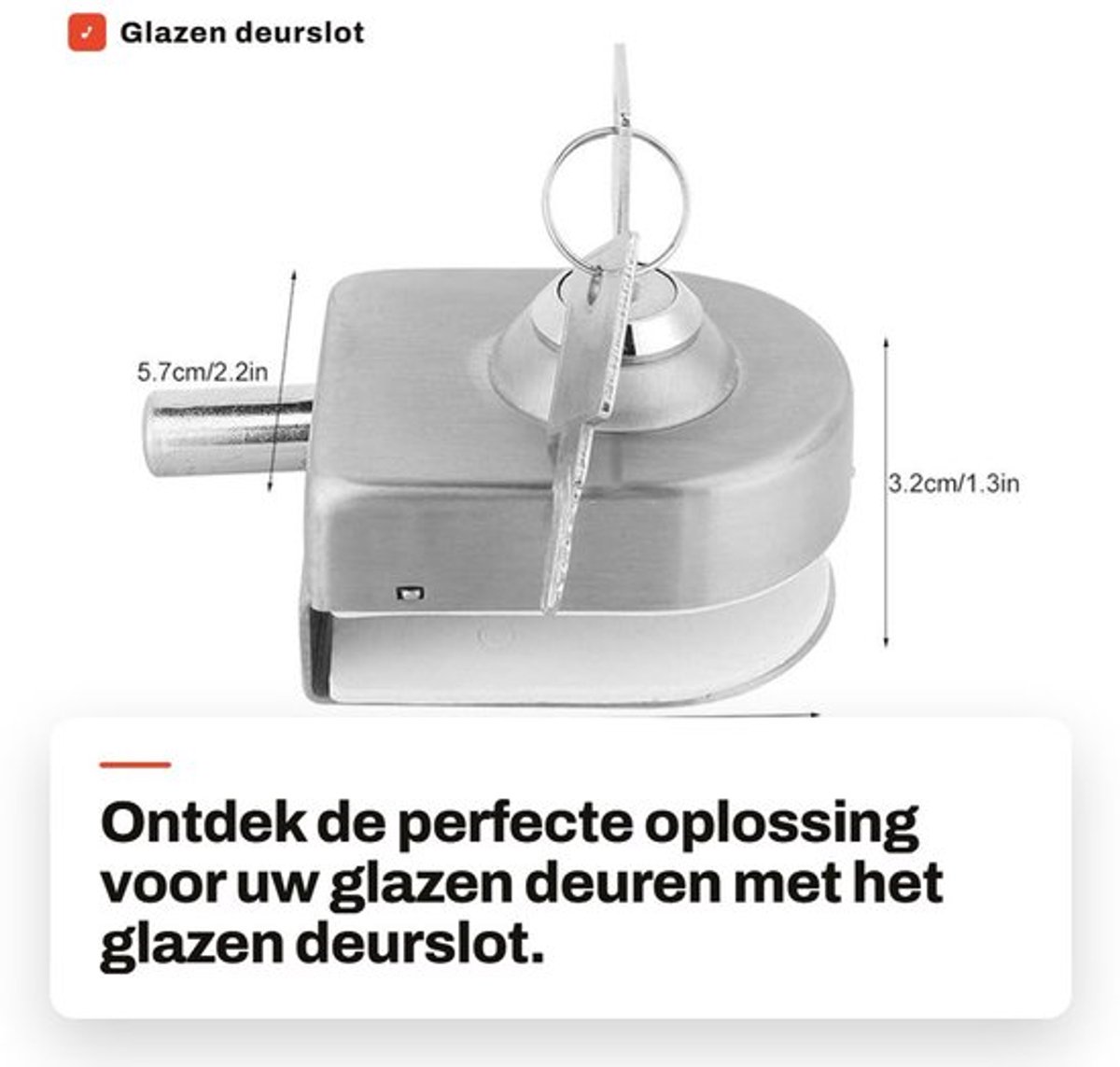 Deurslot Roestvrij Staal - Glazen Deurvergrendeling - Cilinderslot - Deurslot Buitendeur - Deurslot met Sleutel - Geschikt voor 10-12mm Glasdikte