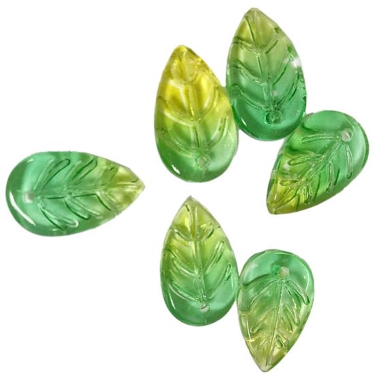 Glazen Kralen 100 Stuks - Geelgroene Bloemblaadjes Kralen - Sieraden Maken - Knutselkralen - 10 x 13 mm - Hoogwaardige Glas Kralen