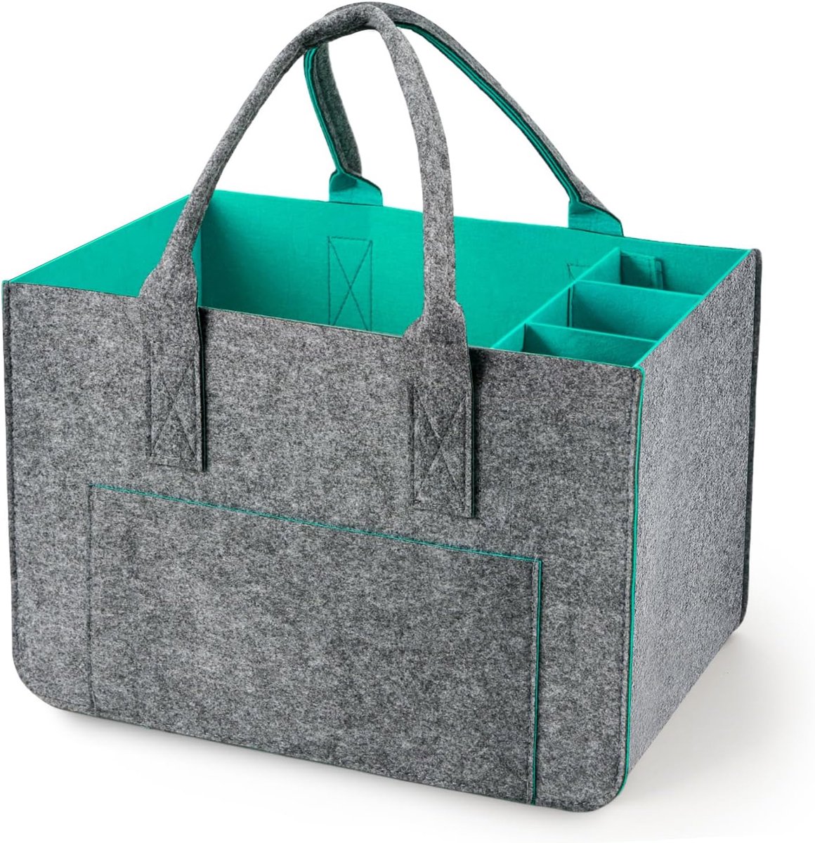 Felt Shopping Bag Large - Turquoise - Vouwbaar en Robuust - Ideaal als Flessentas - SnelShoppen