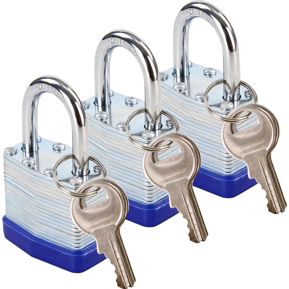 SnelShoppen - SEPOX Sleutel-Alike Hangsloten 3-Pack, Heavy Duty Versterkte Gelamineerde Stalen Body 40 mm, Niet-Snijbare Beugel, Ideaal voor Tuin, Gar