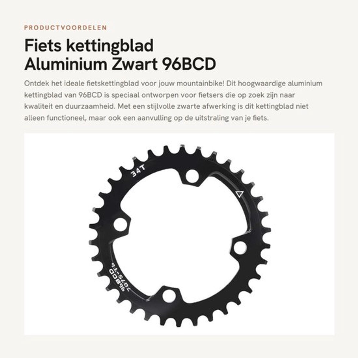Kettingblad Aluminiumlegering 32T/34T/36T - Standaard 96BCD - Fietskettingblad - Schokbestendig - Zwart - Dikte 4mm - Fietsblad