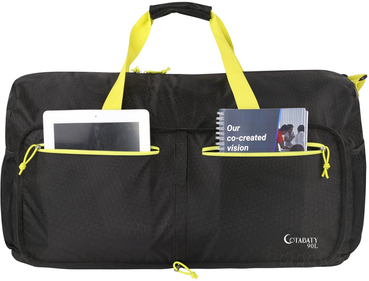 SnelShoppen - Cotabaty 90L Opvouwbare Reistas voor Vakantie en Reizen, Zwart-Geel, Ruim met Meerdere Vakken voor Mannen en Vrouwen, Ideaal voor Campin