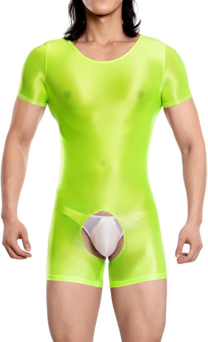 Shiny body voor mannen korte mouwen jumpsuit voor de sportschool, naadloze leoparden singlet, ideaal voor training, festivals en casual gebruik