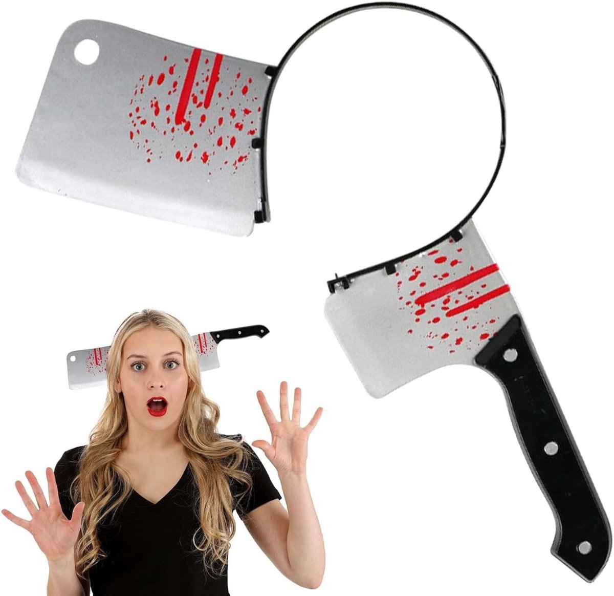 Haarband met mes in het hoofd voor Halloween, horroraccessoire voor kostuums, griezelige party en carnaval