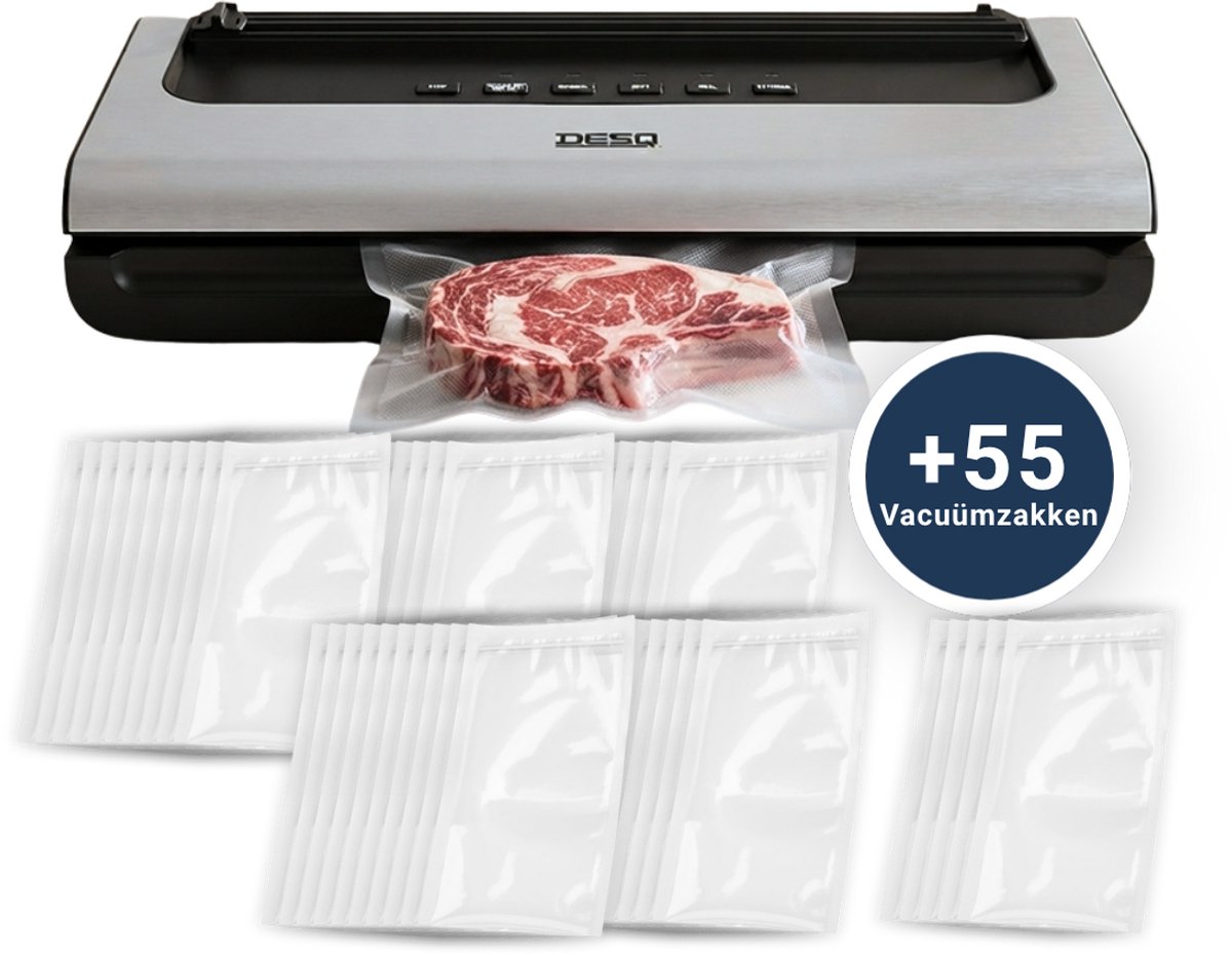 Bol.com DESQ® 7910 Automatische Vacumeermachine – Vacuüm Sealer – Inclusief 55 Vacuümzakken – 5 Programma's – Pulse Functie – Kr... aanbieding