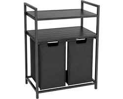 Begryf Wasmand met 2 vakken - metaal - zwart- 2 planken - 73 x 33 x 91 cm - 92l