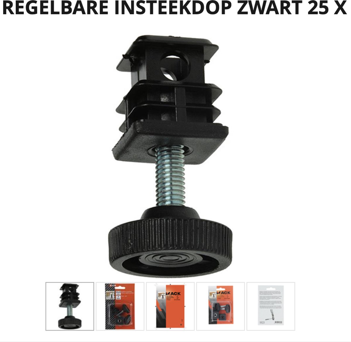 Mack 1047774 - REGELBARE INSTEEKDOP ZWART 25 X 25 MM 2 ST/PCS
