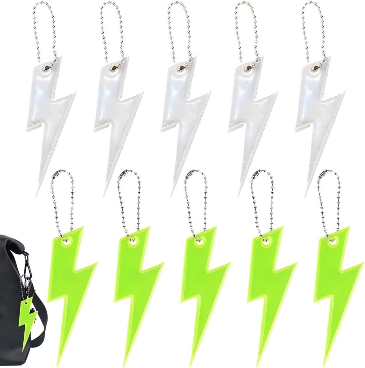 10 Reflectoren voor Kinderen in Bliksemschicht Vorm - Veiligheidsreflectoren voor Rugzak en Fiets, Set van 10