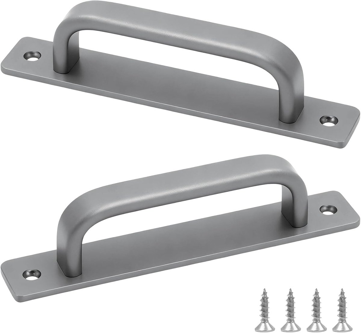 Set van 2 grijze handgrepen voor kasten en schuifdeuren, 180 mm, aluminium, inclusief schr