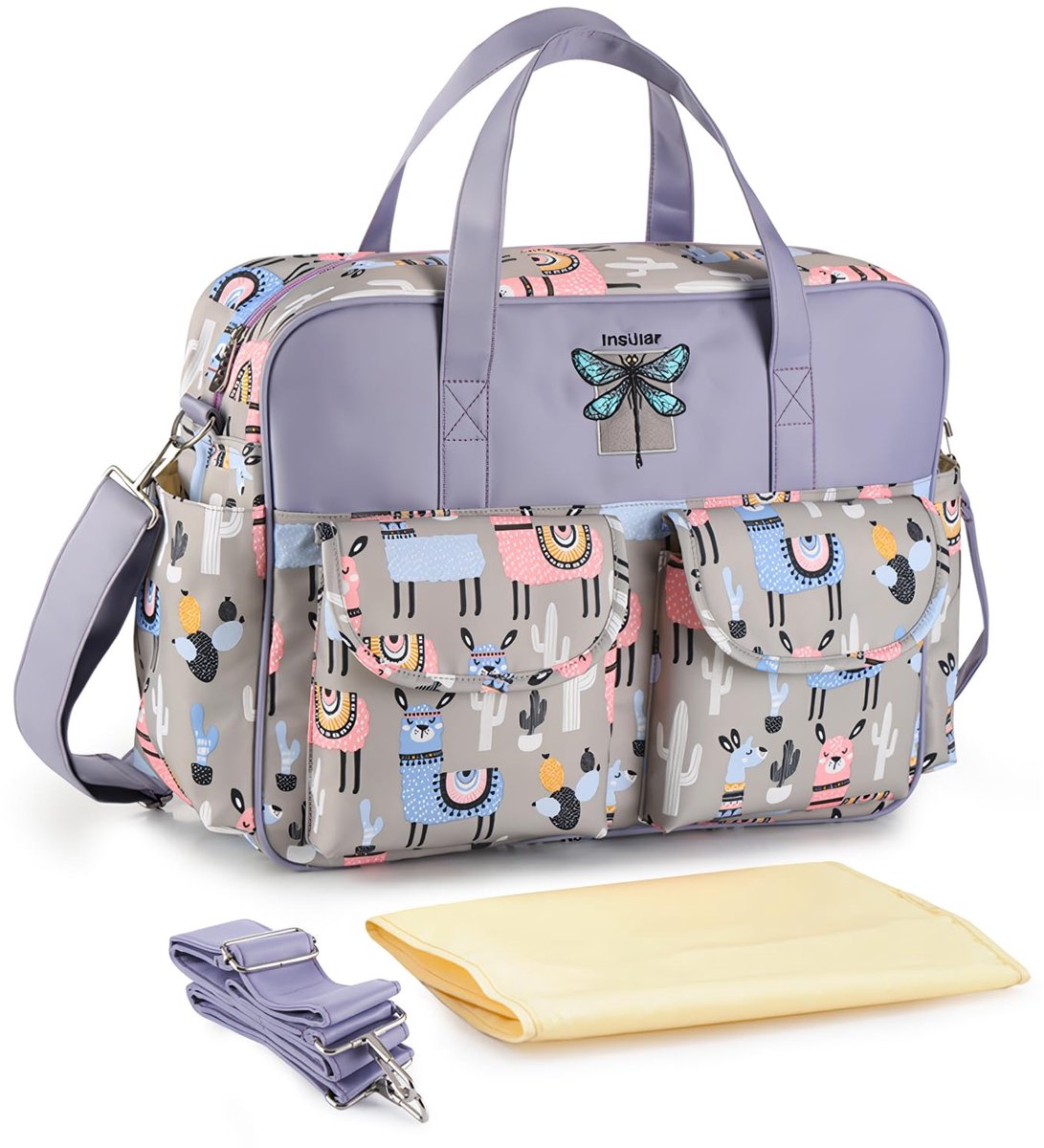 SnelShoppen - Lichtgewicht luiertas met grote capaciteit, waterdichte luiertas voor baby's, multifunctionele boodschappentas, reisluiertas met schoude
