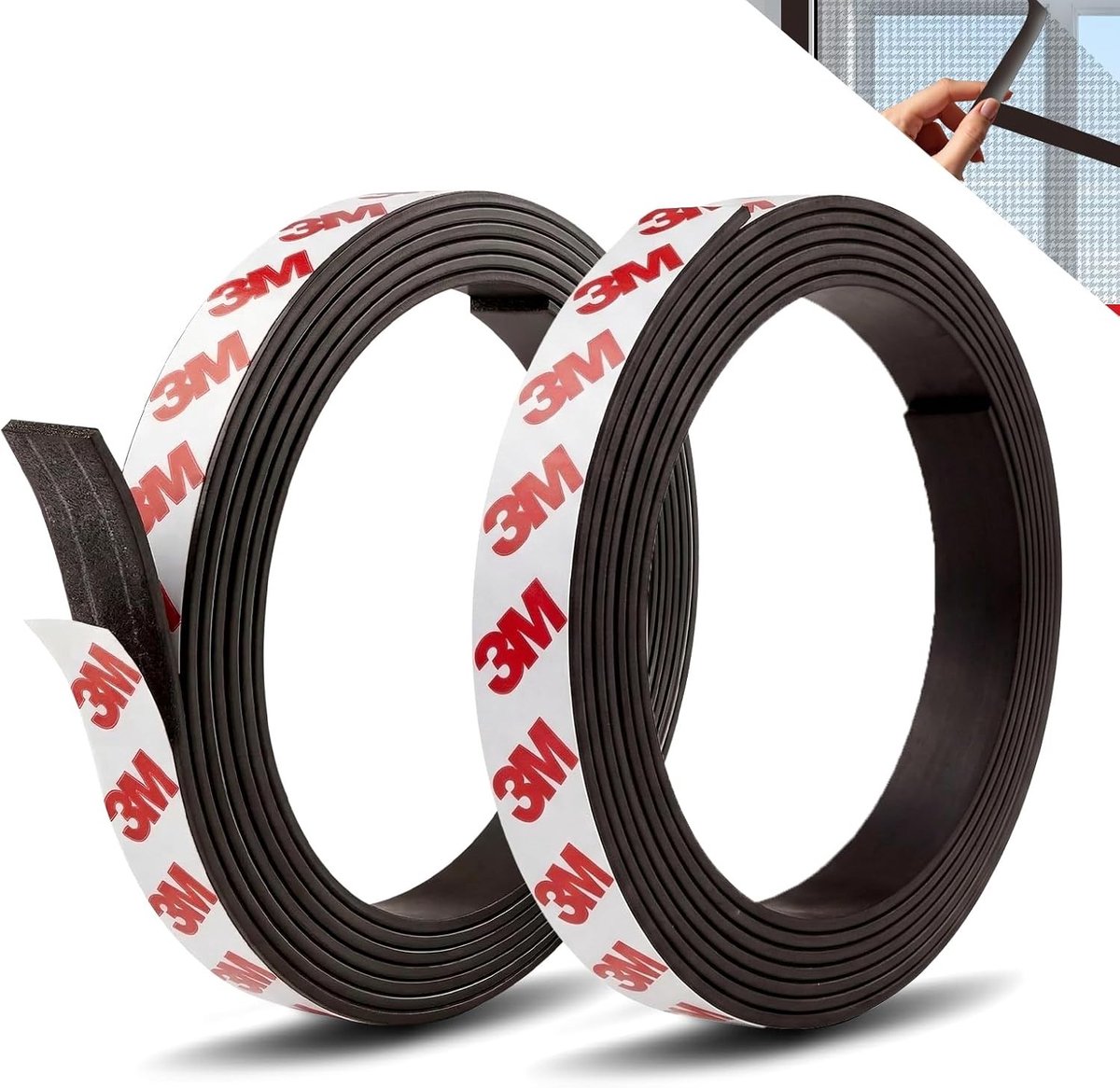 Zelfklevende Magnetische Tape (2m+2m) voor Vliegengaas: Snijbare Magneetstrips voor Muggennetten, DIY Oplossing, 3M-lijm, Eenvoudige Installatie en Onderhoud