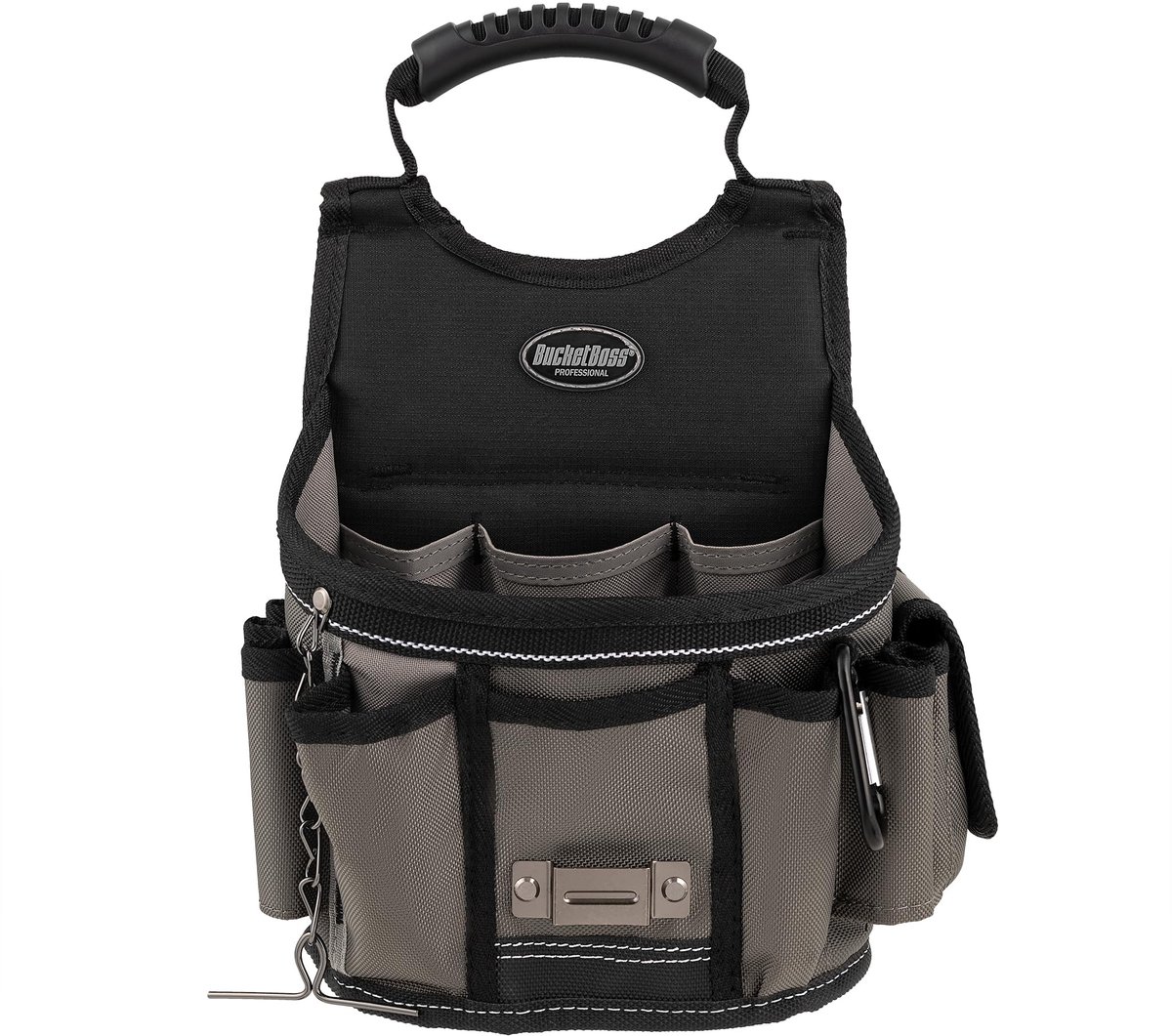 SnelShoppen - Gereedschapstas Grijs - Bucket Boss 55300 - Stevige Tool Bag met Veel Vakjes, Ideaal voor Tuin, Klussen, Camping en Huishouden - 43x33x1