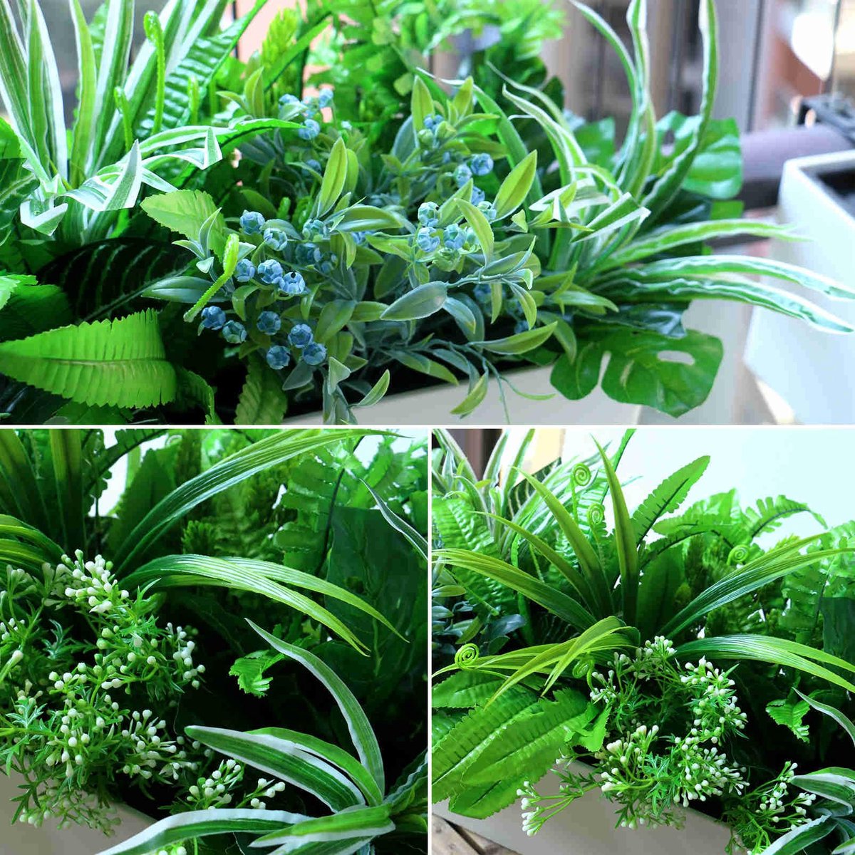 SnelShoppen - 15 Stuks Kunstplanten Bloemen Outdoor UV Bestendig - Nep Plastic Groen voor Thuis Tuin Decor - Faux Bloem Stengels voor Pot Venster Doos