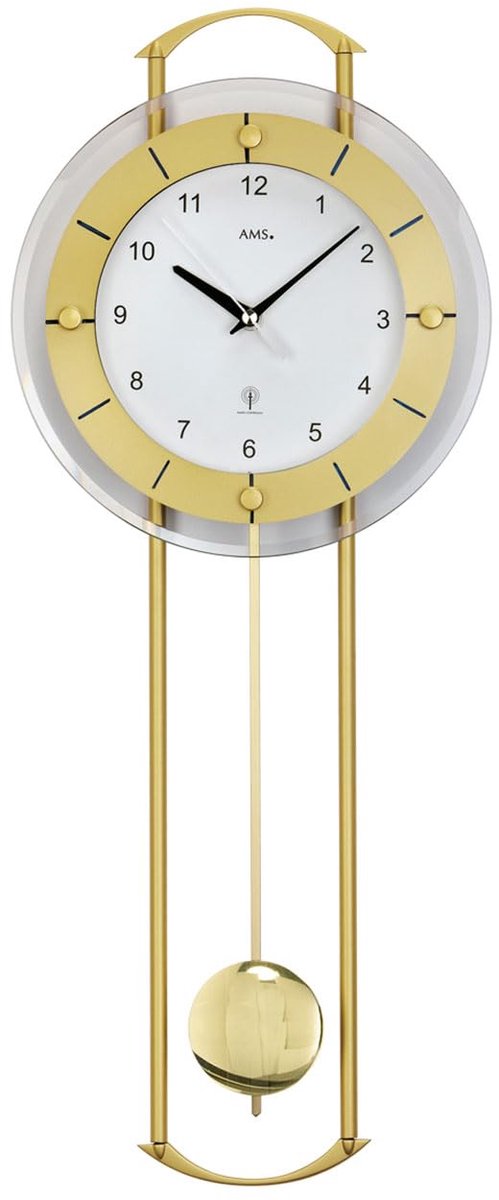 SnelShoppen - AMS 5255 Wandklok met Draadloze Slinger - Elegante Pendelklok met Arabische 