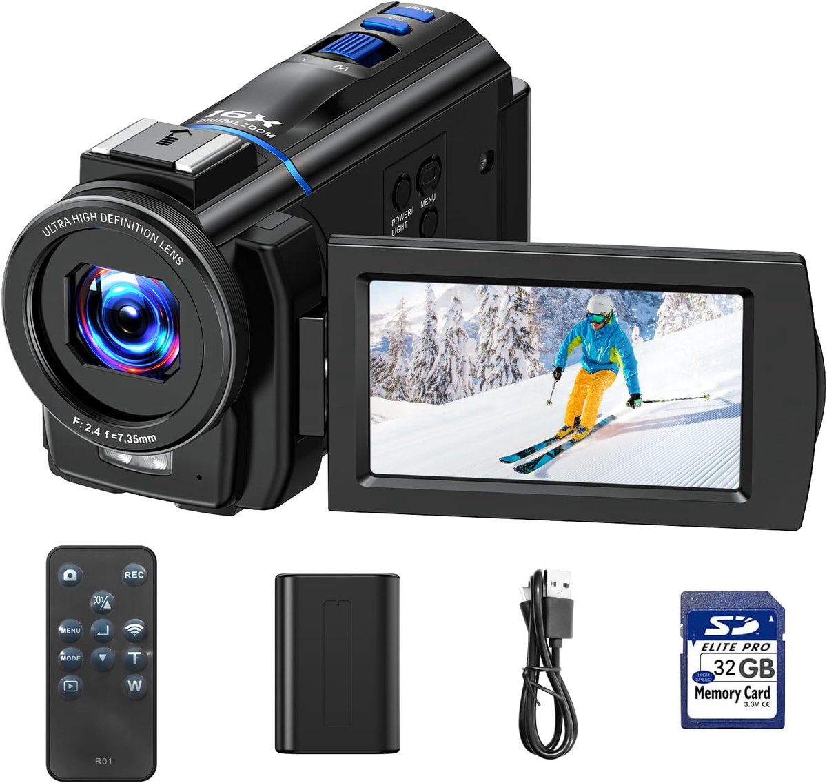 SnelShoppen - Videocamera Camcorder 5K Vlog Camera met 16x Digitale Zoom, Nachtzicht, 48MP, 3" 270° Draaibaar Touchscreen, Webcam voor YouTube Vloggin