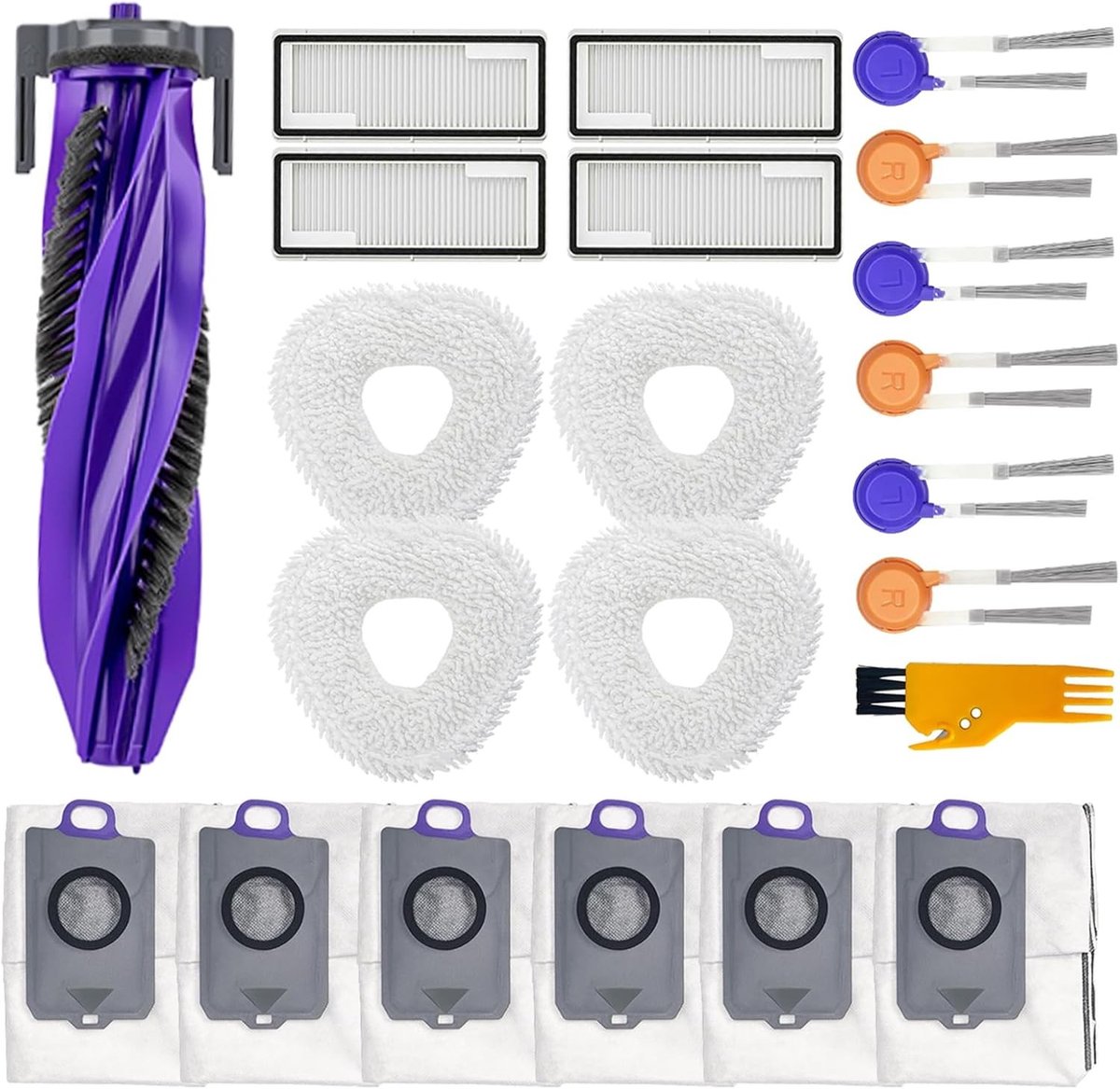 Accessoires voor Robotstofzuiger met 22 Onderdelen | Hoofdborstel, HEPA-filters, Doekjes en Zijborstels voor Efficiënte Reiniging
