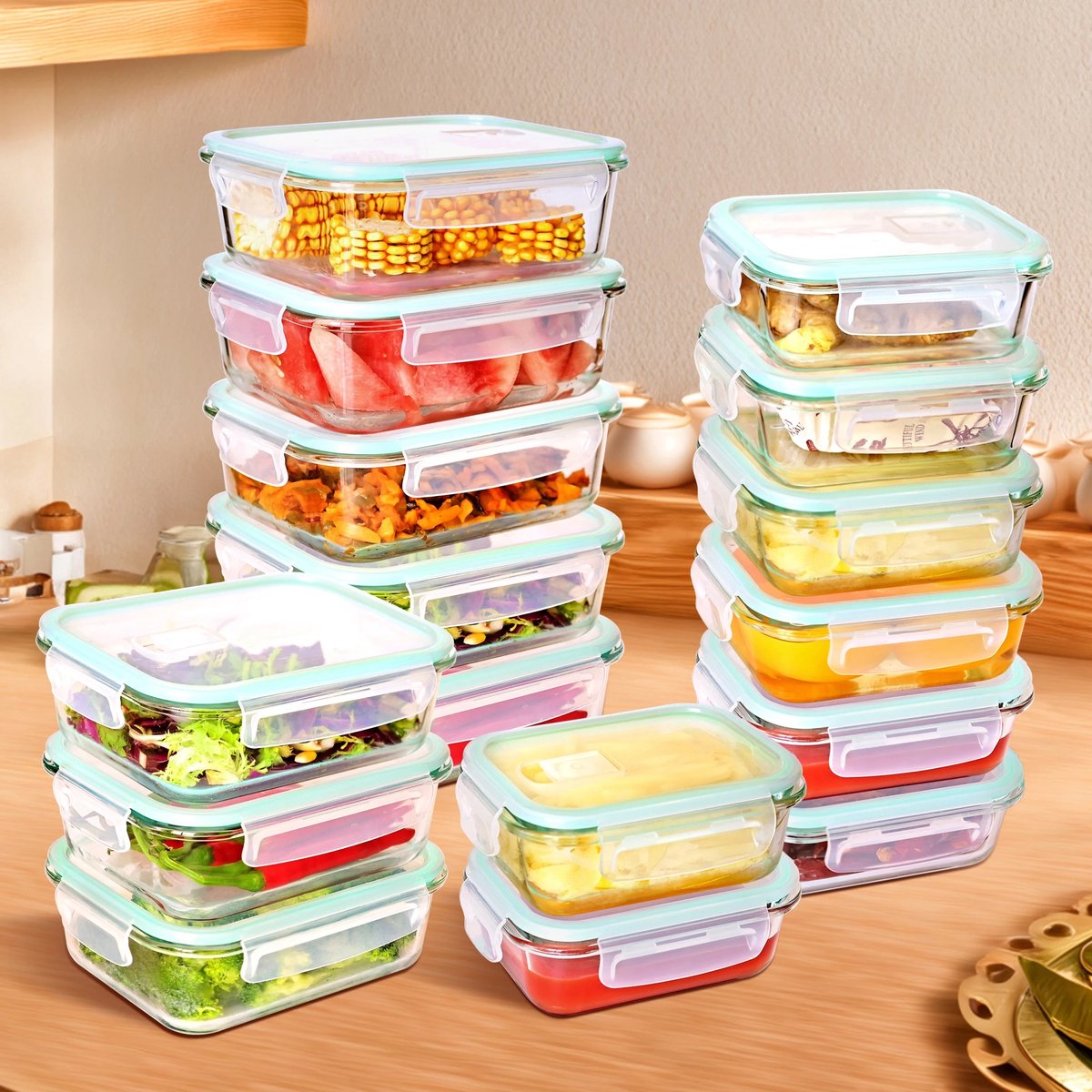QJ Supply - voedselcontainer - meal prep box - lunchbox - maaltijdcontainer - bewaarbak - met deksel - hittebestendig - glazen