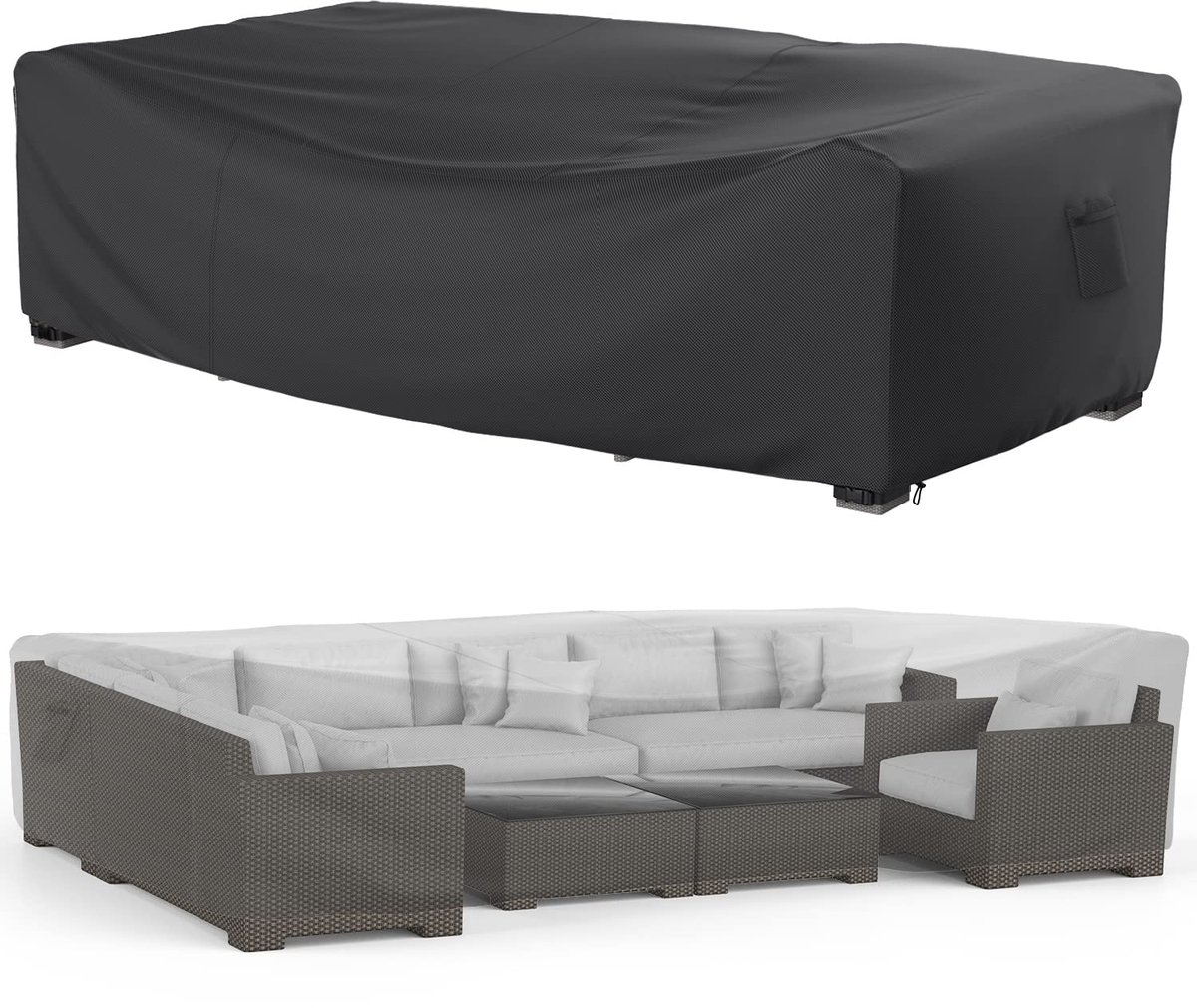 SnelShoppen - Waterdichte Tuinmeubelhoes 280x204x106 cm - 600D Oxford-stof met PU-coating - UV-bestendige Buitentafelhoes met Luchtuitlaat voor Tuinme