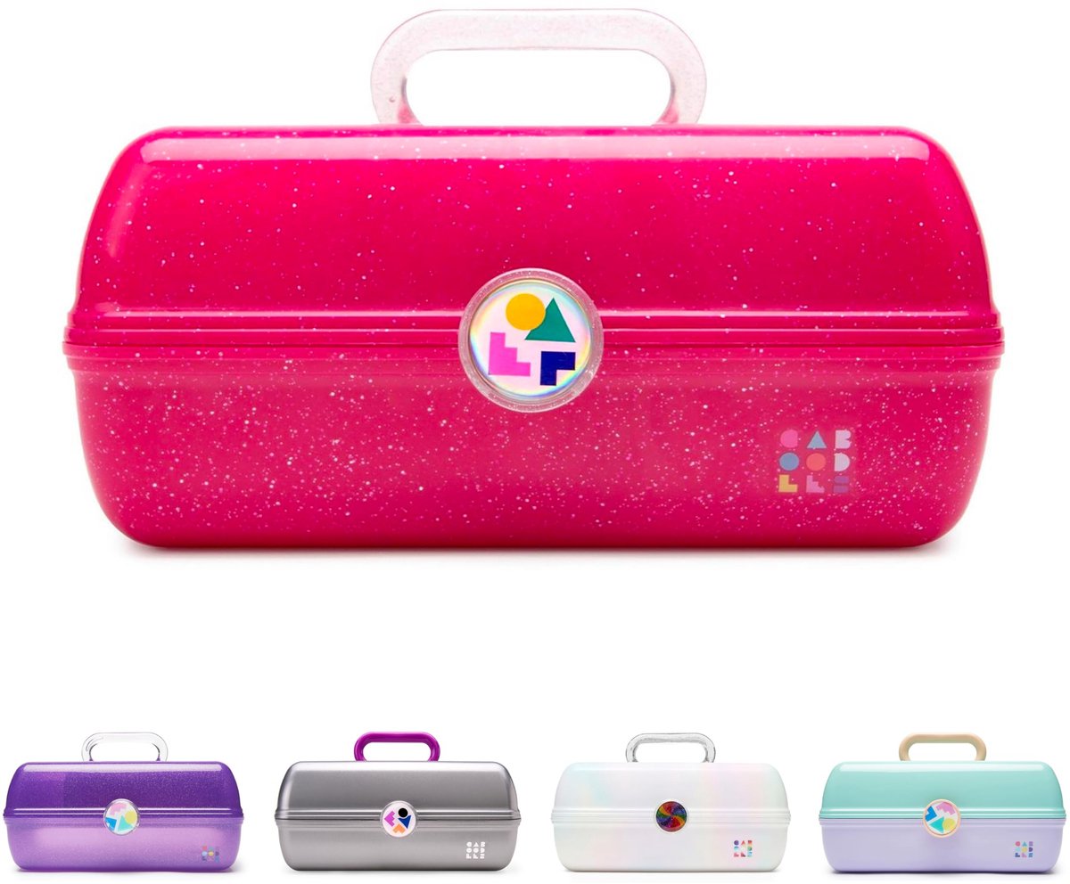 SnelShoppen - Diep Roze Sparkle Make-up Organizer - Caboodles On-The-Go Girl Reisvriendelijk - Retro Design - Perfect voor Feest, Camping, Kinderen -