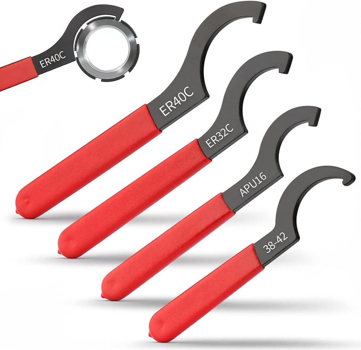 Verstelbare Haak Sleutelset van 4 Stukken voor Schroef Ophangsystemen en Dempers met Antislip Handvat (35mm-56mm)