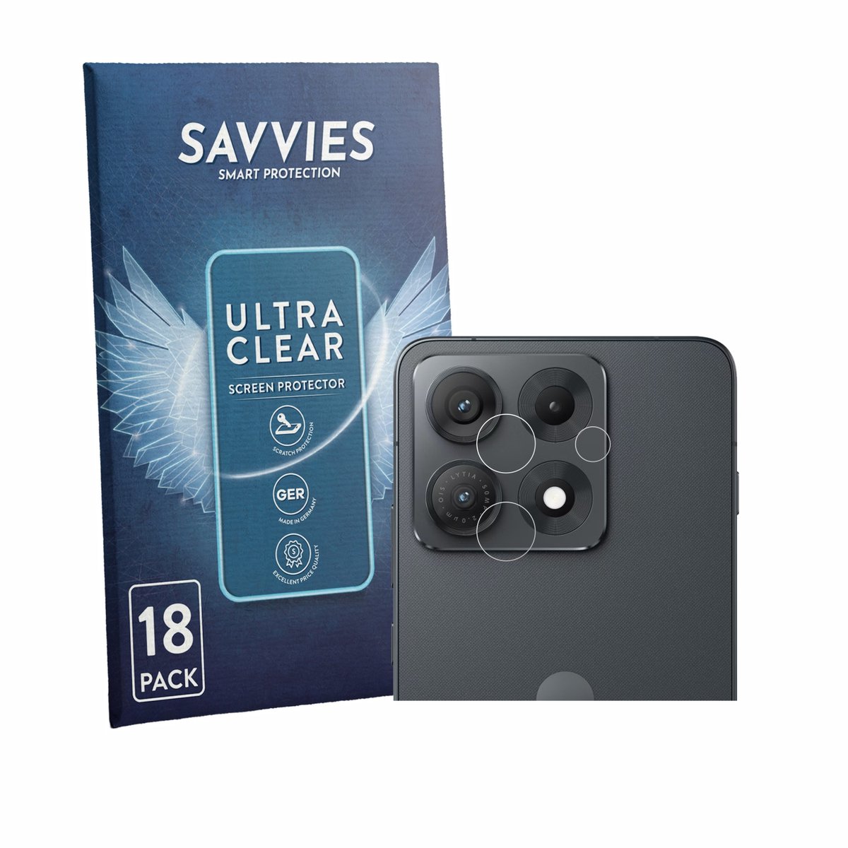 Savvies - Screenprotector voor Motorola Edge 70 Max (ALLEEN Camera) - Folie Beschermfolie transparant 18 Stuks