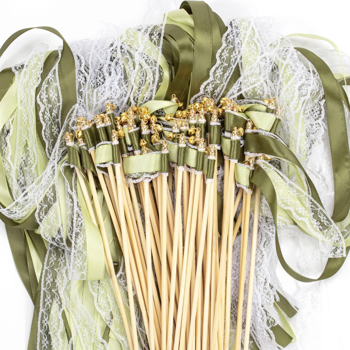 SnelShoppen - 50 stuks Wedding Wands, Bruiloft Luchtslangen met Groot Bel en Bruiloftlinten, Toverstokken voor Bruiloften, Verjaardagen, Feestdagen -