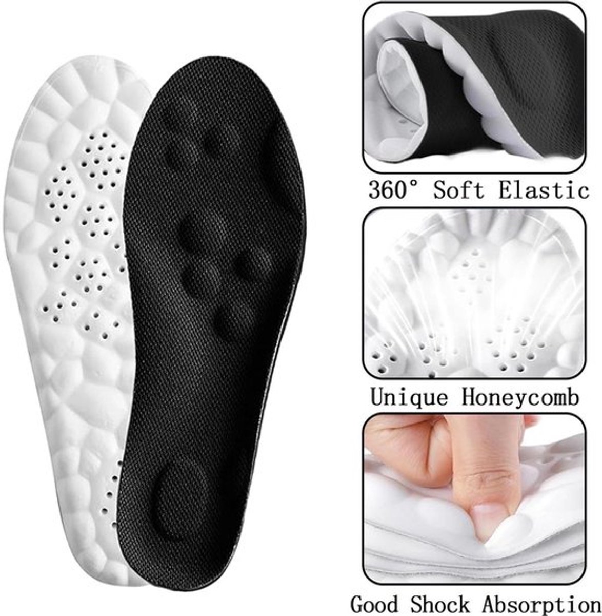 Inlegzolen Schokabsorberend - Memory Foam - Ademend Design - Voetboogondersteuning - Comfortabele Inlegzolen - Vermindert Vermoeidheid - Voetbed