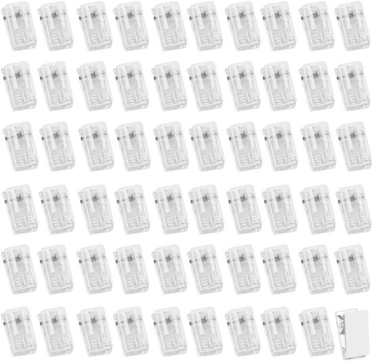 Wandclips 60 Stuks - Zelfklevende Clips - Transparant - Kunststof - Hangende Klemmen - Voor Posters en Vlaggen - Decoratieclips