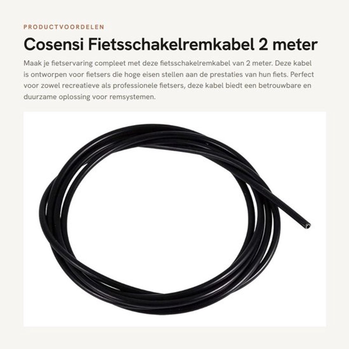 Fietsschakelremkabel 2 m - Kabelslot - Fiets Kabelslot - Schaatsen Messenslijper - Diamant/Kunststof - Lichtgewicht - Fietskabel