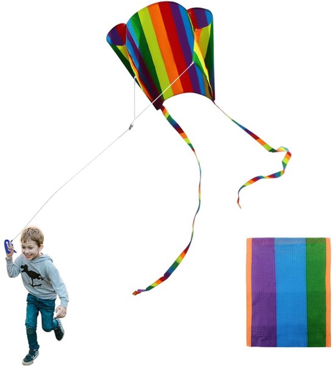 Vlieger voor kinderen - Regenboogvlieger - Kleurrijke zakvlieger met lange staart - Strandspel buitenactiviteiten - Geschikt voor beginne...