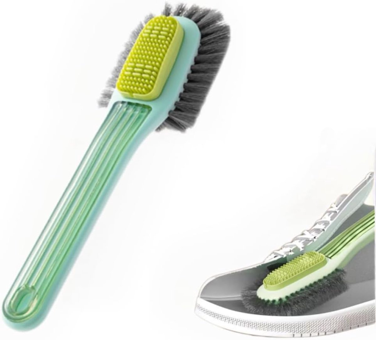 SnelShoppen - Shoe Polish Brush - Sneaker Schoenreinigingsborstel - Zachte Borstel met Lange Handgreep - Microfiber en EVA Borstels - Wit Mesh Schoenr