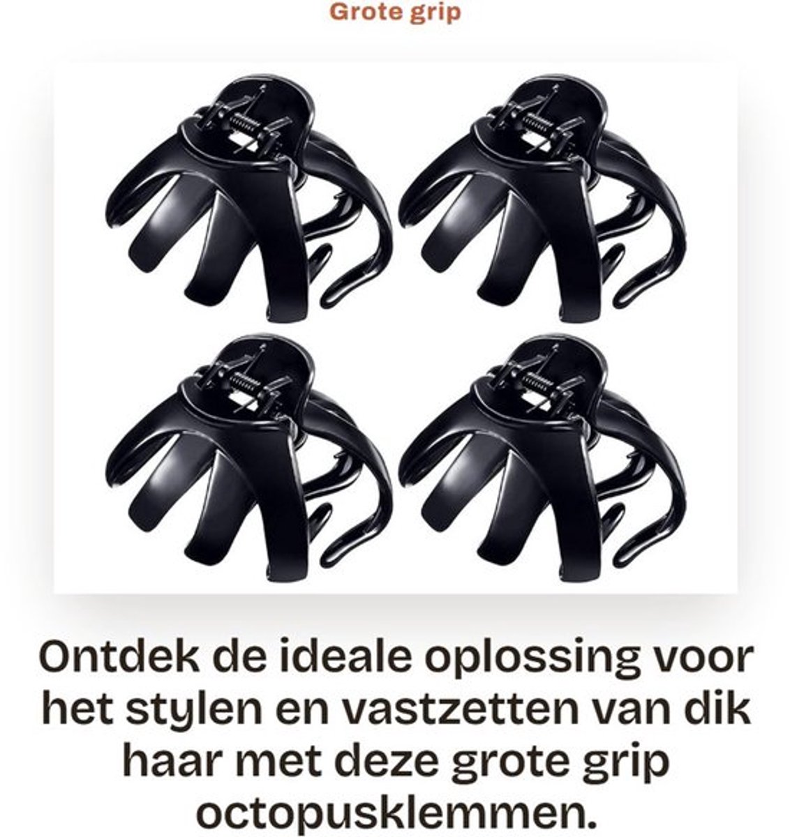 Octopusklemmen 4 Stuks - Grote Grip - Haarclips voor Dik Haar - Duurzaam PC-Plastic - Geschikt voor Meisjes/Vrouwen - 8,5 cm Groot formaat